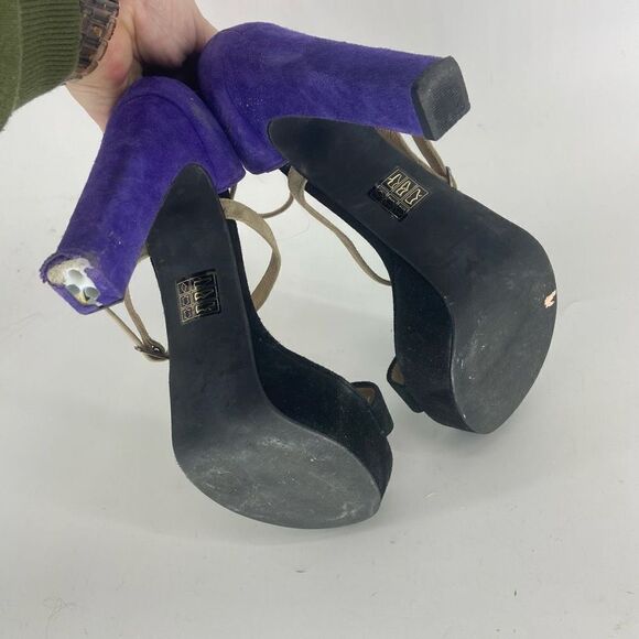 Free People Women's Colorblock Open-Toe Suede Strappy Platform Heels Size 8 - Picture 5 of 7